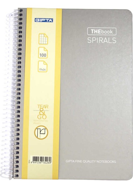 Thebook Spiralli Sert Kapaklı Defter 100 Yaprak Kareli 17 x 24 cm