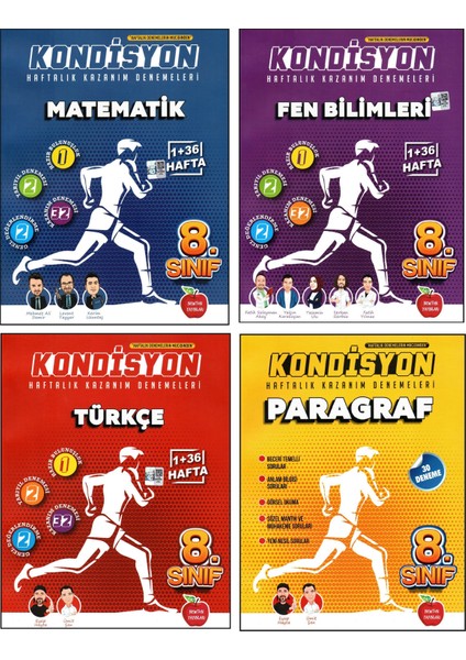 8. Sınıf LGS Matematik - Fen Bilimleri - Türkçe - Paragraf Kondisyon Denemeleri 4 Kitap