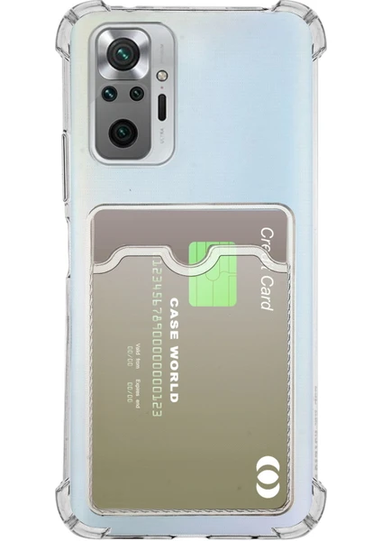 Case World Caseworld Xiaomi Redmi Note 10 Pro Kapak Kamera Korumalı Kartlıklı Darbe Emici Özellikli Şeffaf Silikon Kılıf