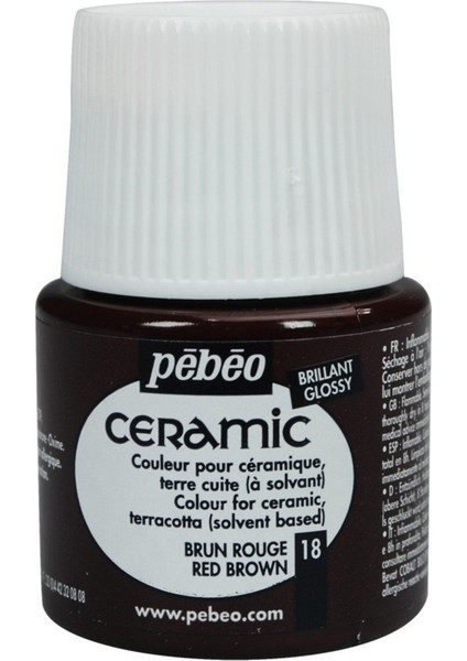Ceramic Seramik Boyası 45ML 18 Red Brown