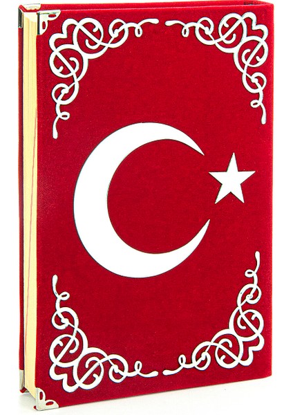 Kadife Kaplı Sandıklı Ay Yıldız Türkiye Özel Tasarım Kuranı Kerim Seti indirimleri