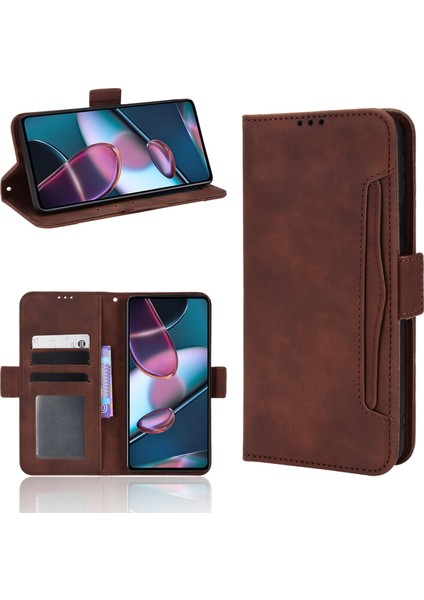 - 1383 Motorola Moto Edge 30 Pro Için Darbeye Dayanıklı Kart Tutuculu Telefon Kılıfı - Kahverengi (Yurt Dışından) fırsatları