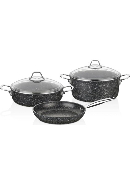 Black Line Granit Set 5 Parça Siyah