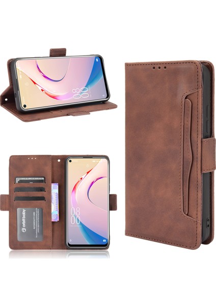 - 1383 Oukitel C21 Pro Için Darbeye Dayanıklı Kart Tutuculu Telefon Kılıfı - Kahverengi (Yurt Dışından)