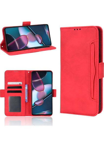 - 1383 Motorola Moto Edge 30 Pro Için Darbeye Dayanıklı Kart Tutuculu Telefon Kılıfı - Kırmızı (Yurt Dışından) fırsatları