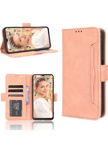 - 1383 Oukitel C32 Için Darbeye Dayanıklı Kart Tutuculu Telefon Kılıfı - Pembe (Yurt Dışından)