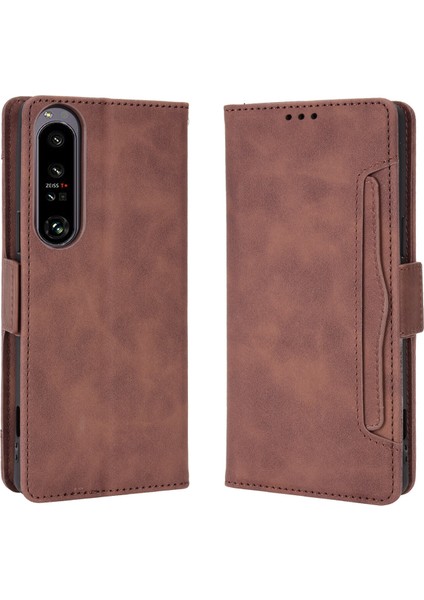 - 1383 Sony Xperia 1 Ⅳ Için Darbeye Dayanıklı Kart Tutuculu Telefon Kılıfı - Kahverengi (Yurt Dışından)
