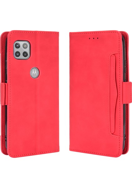 - 1383 Motorola Moto G 5g Için Darbeye Dayanıklı Kart Tutuculu Telefon Kılıfı - Kırmızı (Yurt Dışından)