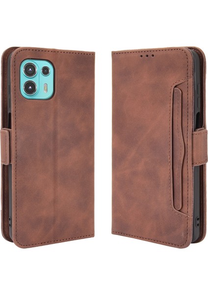 - 1383 Motorola Moto Edge 20 Lite Için Darbeye Dayanıklı Kart Tutuculu Telefon Kılıfı - Kahverengi (Yurt Dışından)