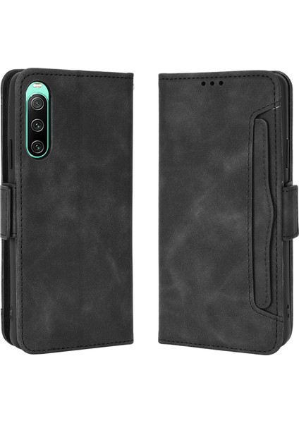 - 1383 Sony Xperia 10 V Için Darbeye Dayanıklı Kart Tutuculu Telefon Kılıfı - Siyah (Yurt Dışından)