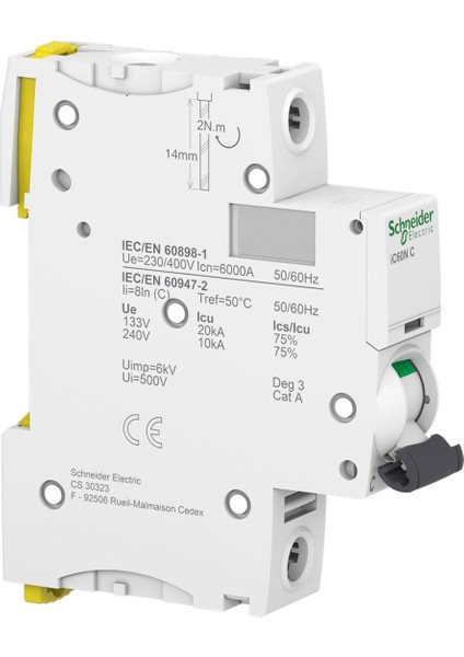 SCHNEIDER ACTi9 iC60N A9F74125 25A SİGORTA (1P, 6kA, C EĞRİSİ) fiyatları