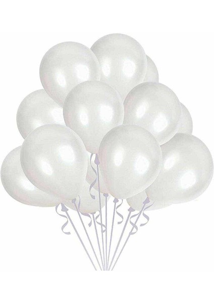 Metalik Beyaz Balon 10 Adet 12 inç Lateks Balon