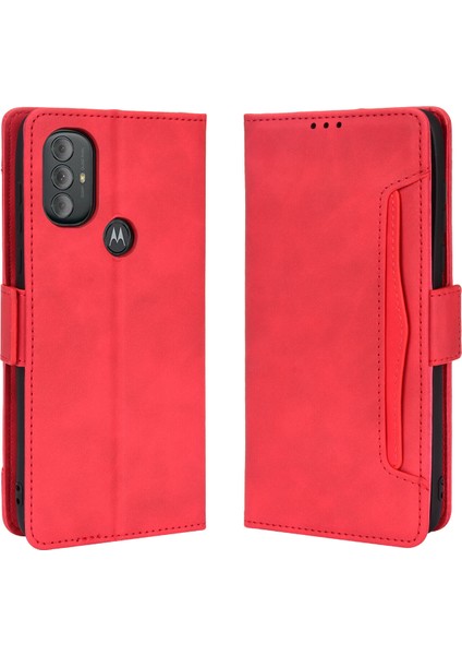 - 1383 Motorola Moto G Power 2022 Için Darbeye Dayanıklı Kart Tutuculu Telefon Kılıfı - Kırmızı (Yurt Dışından)