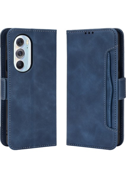 - 1383 Motorola Moto Edge X30 Için Darbeye Dayanıklı Kart Tutuculu Telefon Kılıfı - Mavi (Yurt Dışından)