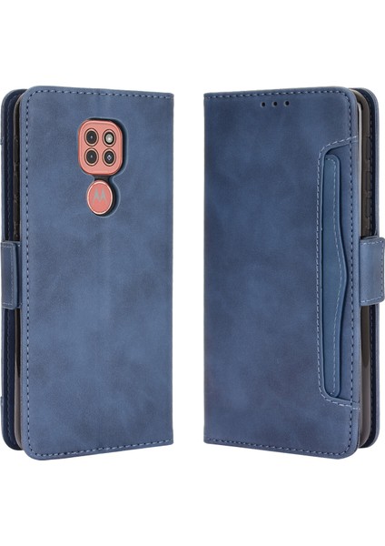 - 1383 Motorola Moto G9 Play/e7 Plus Için Darbeye Dayanıklı Kart Tutuculu Telefon Kılıfı - Mavi (Yurt Dışından)