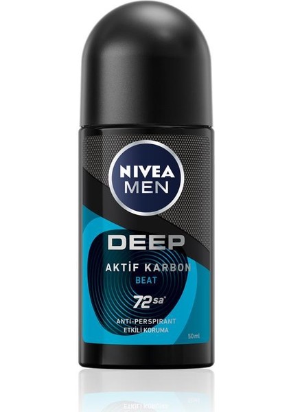 Men Erkek Roll-On Deodorant Deep Beat 50ml, Ter Kokusuna Karşı 72 Saat Anti-Perspirant Koruma
