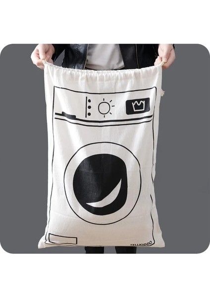 Bir 50X60 cm Çamaşır Saklama Çantası Büyük Pamuk Yıkama Kirli Giysiler Büyük Sepet Organizatör Yıkama Ipli Pamuk Kanvas Sepet Ev Için TJ8248 (Yurt Dışından) fırsatları