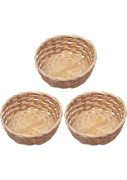 Gösterildiği Gibi 6X17CM Sepet Depolama Meyve Dokuma Servis Sepetleri Hasır Konteyner Rattan Ekmek Tepsisi Aperatif Kasesi Yuvarlak Bambu Dekoratif Rustik (Yurt Dışından)