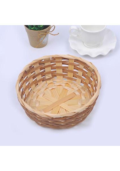 Gösterildiği Gibi 6X17CM Sepet Depolama Meyve Dokuma Servis Sepetleri Hasır Konteyner Rattan Ekmek Tepsisi Aperatif Kasesi Yuvarlak Bambu Dekoratif Rustik (Yurt Dışından)