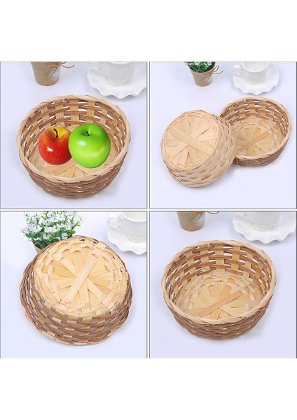 Gösterildiği Gibi 6X17CM Sepet Depolama Meyve Dokuma Servis Sepetleri Hasır Konteyner Rattan Ekmek Tepsisi Aperatif Kasesi Yuvarlak Bambu Dekoratif Rustik (Yurt Dışından)