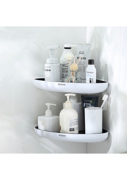 Çubuklu Siyah Ecoco Ecoco Duvara Monte Banyo Rafı Duvar Ücretsiz Delme Depolama Rafları Şampuan Havlu Askısı Banyo Aksesuarları Mutfak Düzenleyici (Yurt Dışından)
