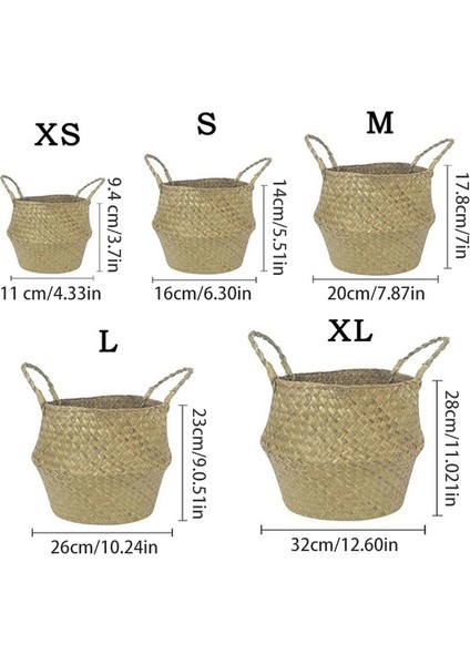 Yeşil 20X17.8 cm Ins Katlanabilir Doğal Deniz Yosunu Dokuma Hasır Sepet Saklama Kabı Bahçe Çiçek Vazo Asılı Piknik Hasır Depolama Sepeti Ev Dekor (Yurt Dışından) fiyatları