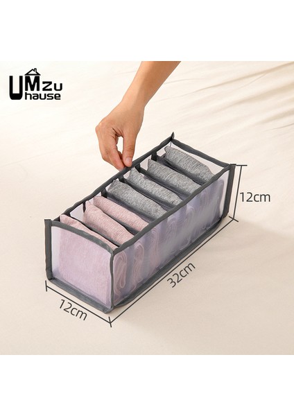 7 Izgaralar Gri Iç Giyim Sütyen Saklama Kutusu Çorap Külot Pantolon Pantolon Kot Tişört Kravat Elbise Katlanır Örgü Kılıf Çekmece Dolap Kaydetme Organizatör (Yurt Dışından)
