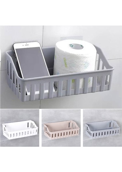 Beyaz Vantuz Banyo Depolama Sepeti Tutucu Mutfak Rafı Duvar Duşu Caddy Şampuan Kozmetik Asılı Sepet Banyo Organizatör (Yurt Dışından)