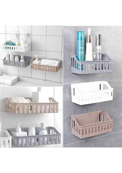 Beyaz Vantuz Banyo Depolama Sepeti Tutucu Mutfak Rafı Duvar Duşu Caddy Şampuan Kozmetik Asılı Sepet Banyo Organizatör (Yurt Dışından)