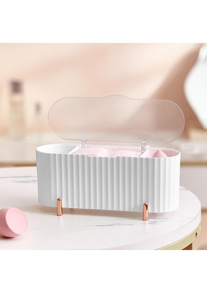 Kapaklı Pembe Kozmetik Organizatör Kozmetik Depolama Organizatör 3 Bölmeli Kare Kutu Kozmetik Aksesuarlarınızı Kolayca Düzenleyin (Yurt Dışından) fırsatları