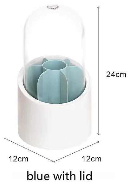 1 Adet Mavi 360° Dönen Makyaj Organizatör Makyaj Fırça Tutucu Kozmetik Saklama Kutusu Ruj Göz Farı Kalem Göz Farı Organizatör (Yurt Dışından)