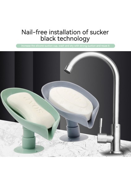 Gri 1 Adet Vantuz Sabunluk Banyo Duş Için Taşınabilir Yaprak Sabunluk Plastik Sünger Tepsi Mutfak Banyo Aksesuarları (Yurt Dışından) modelleri