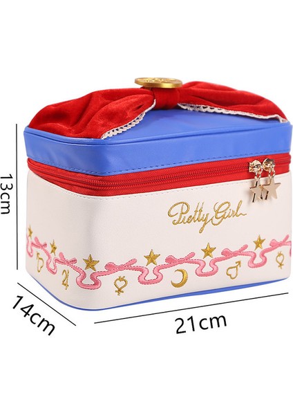 Pu Sailor Moon Yay Tatlı Güzel Kız Mektuplar Kozmetik Saklama Çantası Su Geçirmez Banyo Çantası Kadın Seyahat Tuvalet Yıkama Çantası (Yurt Dışından)