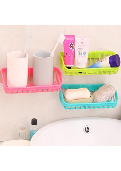 Mavi Mutfak Çift Vantuz Lavabo Raf Çok Fonksiyonlu Bulaşık Sünger Drenaj Raf Banyo Duvar Asılı Enkaz Depolama Rafı (Yurt Dışından)