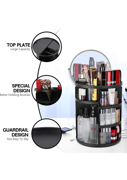Pembe Tuvalet Masası Saklama Kutusu 360 Derece Rotasyon Cilt Bakım Ürünü Rafı 3 Stil Akrilik Makyaj Organizatör Kozmetik Ruj Kılıfı (Yurt Dışından) fırsatları