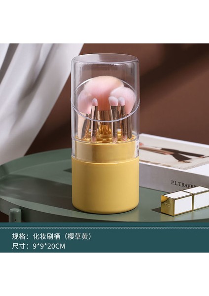 D Fırçasız 21 Delik Makyaj Fırçası Saklama Kutusu Yuvarlak Yüksek Değerli Toz Geçirmez Şeffaf Makyaj Fırçası Kapaklı Kova Büyük Kapasiteli Makyaj Fırçası (Yurt Dışından)