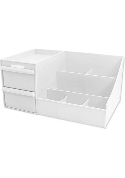 Beyaz Büyük Kapasiteli Kozmetik Makyaj Organizatör Çekmece Tipi Plastik Banyo Cilt Bakımı Saklama Kutusu Fırça Ruj Tutucu Raf (Yurt Dışından)