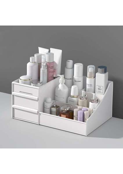 Beyaz Büyük Kapasiteli Kozmetik Makyaj Organizatör Çekmece Tipi Plastik Banyo Cilt Bakımı Saklama Kutusu Fırça Ruj Tutucu Raf (Yurt Dışından) fiyatları