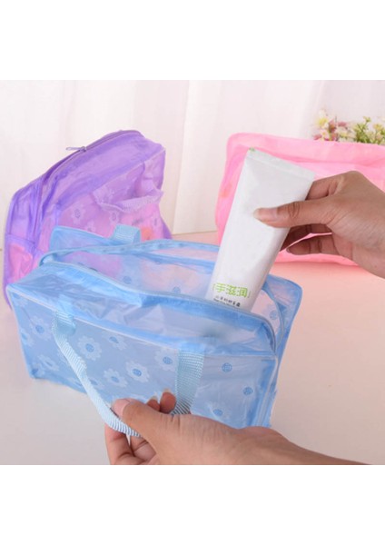 Mavi Seyahat Aksesuarları Su Geçirmez Yerden Tasarruf Pvc Şeffaf Kozmetik Çantası Tuvalet Banyo Depolama Kılıfı Çiçek Makyaj Organizatör (Yurt Dışından) indirimleri