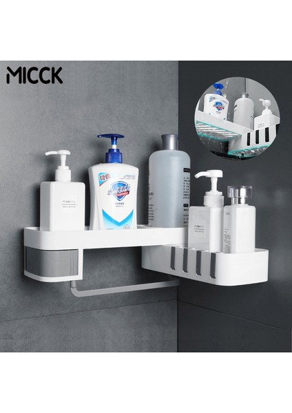 Üçgen-Beyaz Mıcck Banyo Raf Organizatör Duvara Monte Köşe Dönen Yaratıcı Depolama Rafı Kanca Mutfak Rafları Banyo Aksesuarları (Yurt Dışından) fırsatları