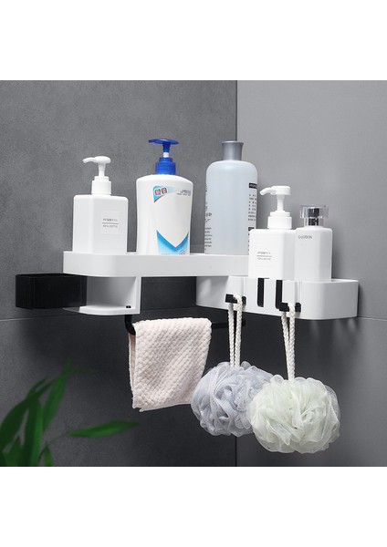 Üçgen-Beyaz Mıcck Banyo Raf Organizatör Duvara Monte Köşe Dönen Yaratıcı Depolama Rafı Kanca Mutfak Rafları Banyo Aksesuarları (Yurt Dışından) indirimleri