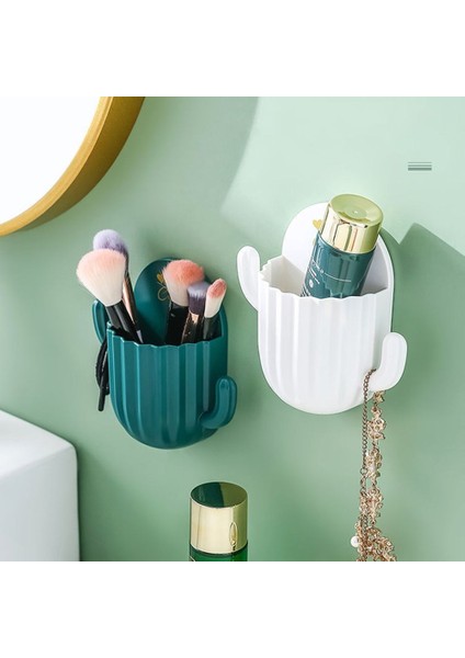 Pembe Diş Fırçası Tutucu Ev Duvar Kendinden Yapışkanlı Dikişsiz Kaktüs Depolama Rafı Tıraş Makinesi Organizatör Drenaj Raf Banyo Aksesuarları (Yurt Dışından)