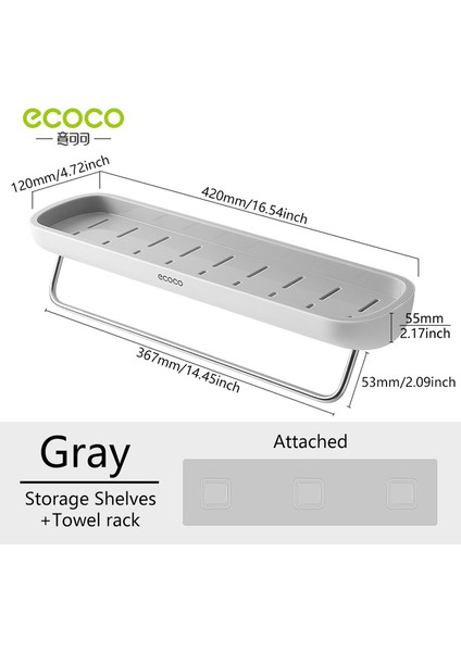 Gri B Ecoco Duvara Monte Banyo Depolama Rafları Havlu Askısı Duş Rafı Tuvalet Organizatör Banyo Mobilya Aksesuarları (Yurt Dışından)