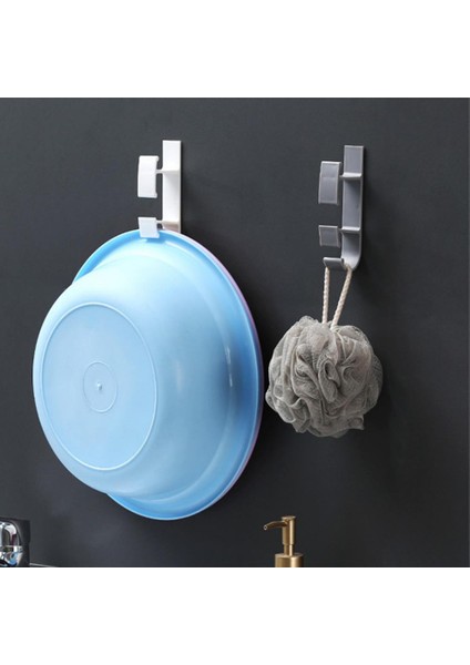 Beyaz Asılı Kanca Çift Katmanlı Güçlü Yapışkanlık Duvara Monte Hiçbir Delme Kapı Çift Çatal Ceket Askısı Organizatör Banyo Için (Yurt Dışından) fırsatları