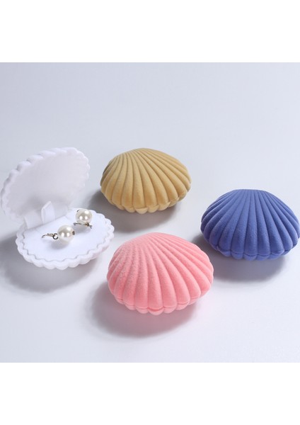 Gri Deniz Kabuğu Şekli Lüks Renkli Kadife Yüzük Kutusu Küpe Yüzük Küpe Takı Çantası Makyaj Tutucu Organizatör (Yurt Dışından) fiyatları