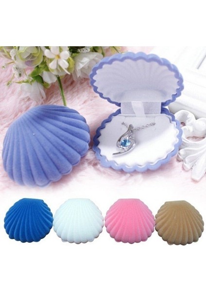 Gri Deniz Kabuğu Şekli Lüks Renkli Kadife Yüzük Kutusu Küpe Yüzük Küpe Takı Çantası Makyaj Tutucu Organizatör (Yurt Dışından) modelleri