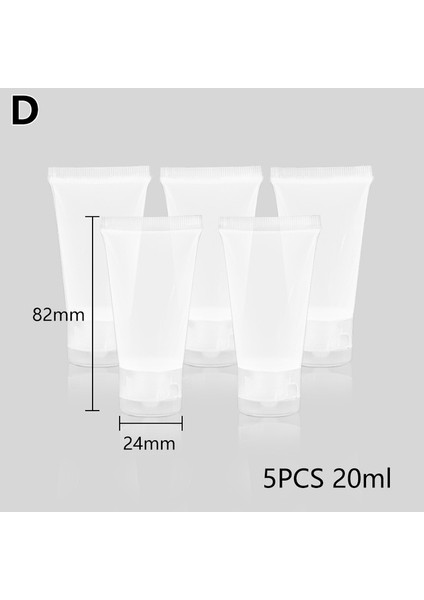 D 5 Adet 15ML/20ML/50ML/100ML Seyahat Boş Şeffaf Plastik Tüp Kozmetik Krem Losyon Şampuan Banyo Losyonu Kapları Şişeleri (Yurt Dışından)