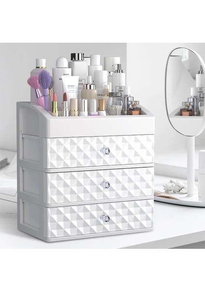 Bir Kozmetik Saklama Kutuları Su Geçirmez Makyaj Organizatör Takı Kadın Güzellik Cilt Bakımı Kozmetik Organizatörler Çekmece Ev Saklama Kutusu (Yurt Dışından) indirimleri