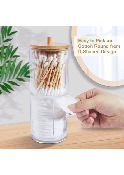 Styled Makyaj Pamuğu Ped Organizatör Saklama Kutusu Pamuklu Çubukla Kozmetik Takı Qtip Konteyner Bambu Kapaklı Banyo Aksesuarları (Yurt Dışından) indirimleri