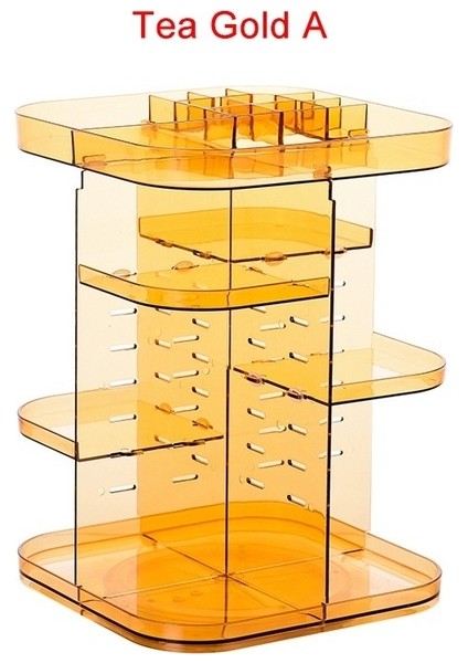 Altın Tip A 360 Derece Dönen Makyaj Organizatör Büyük Kapasiteli Kozmetik Saklama Kutusu Ayarlanabilir Takı Rafı (Yurt Dışından)